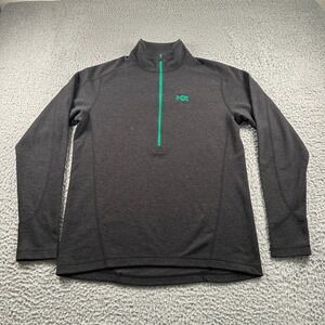 Stio Mens L Gray Quarter Zip Pullover Wool Blend 1/4 Zip Fox‎ Logo